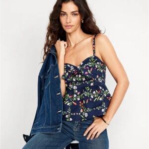 Old Navy Dark Blue Floral Camisole Peplum Top